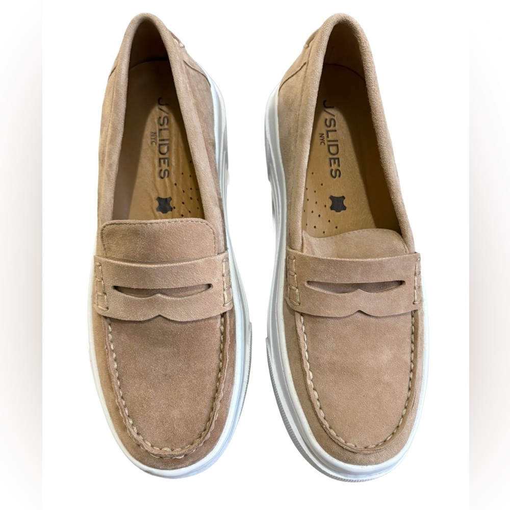 JSlides Ava Sand Platform Loafers, Size 7, New